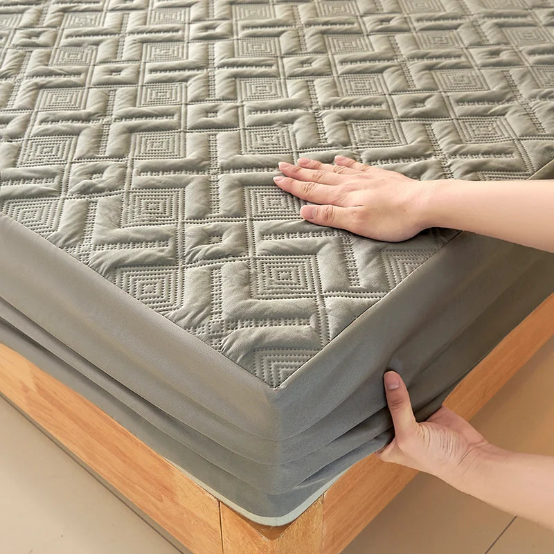 Waterproof Bed Sheet Quilted Throw Mattress Cover for Winter Elastic Fitted Sheet Protector Full Queen King 160/140*200cm