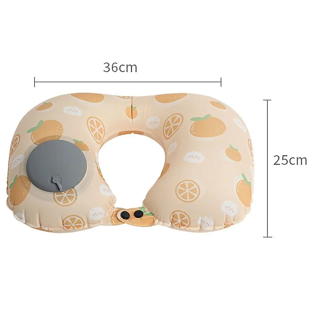 Ice Silk U-shaped Pillow 2024 New Cartoon Printed Travel Accessory Cervical Vertebr Pillow Inflatable Neck Pillow Women Men