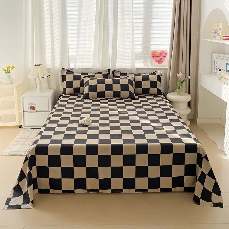 Washed Cotton Bed Fat Sheet Flower Series Printed Double Top King Sheets for Girls Boys Kids Single Queen King Size Bed Linen