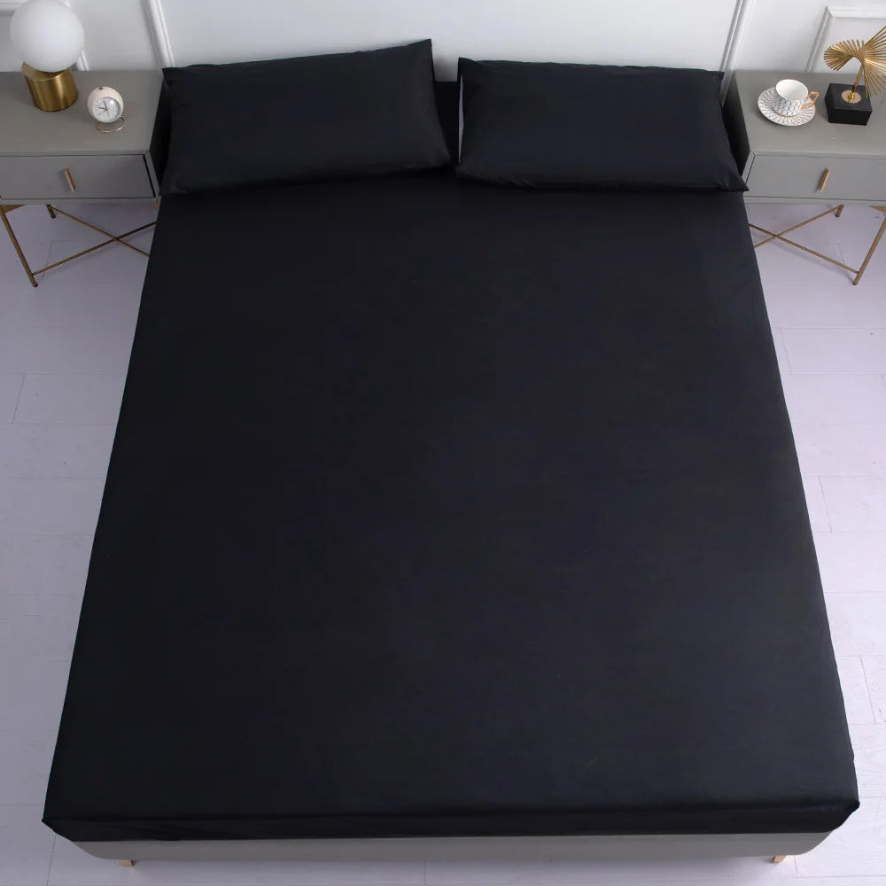 Black Waterproof Fitted Sheet Home Bed Cover Sabana Summer Spring Winter Mattress Covers With Elastic (no pillowcase)